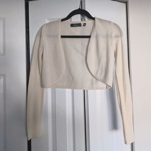 100% Cashmere Cream Cropped Shrug Cardigan